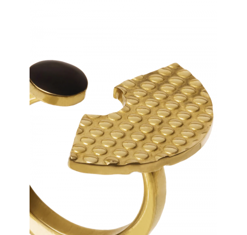 Edone Ring in steel, coated with hypoallergenic PVD, gold and black.  Alessi