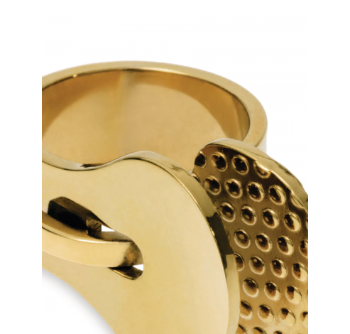 Trama Ring in steel, coated with hypoallergenic PVD, gold.  Alessi