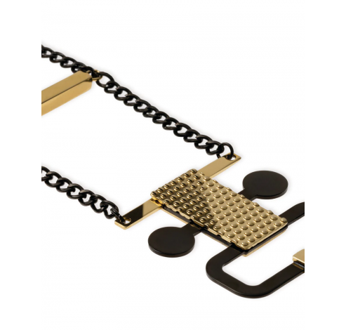 Edone Necklace in steel, coated with hypoallergenic PVD, gold and black.  Alessi