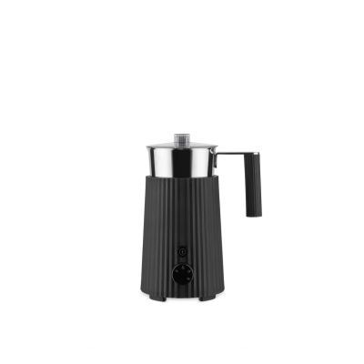 Plissé Multi-function induction milk frother in thermoplastic resin, black. Jug in 18/10 stainless steel. European plug. 600 W  Alessi