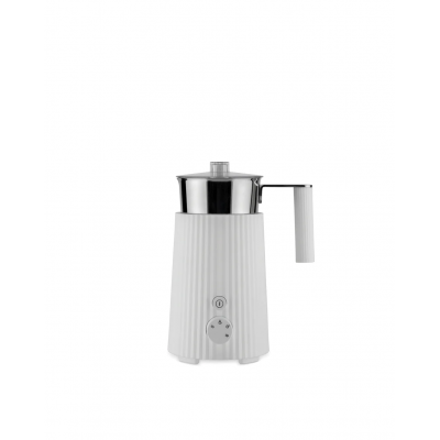 Plissé Multi-function induction milk frother in thermoplastic resin, white. Jug in 18/10 stainless steel. European plug. 600 W 