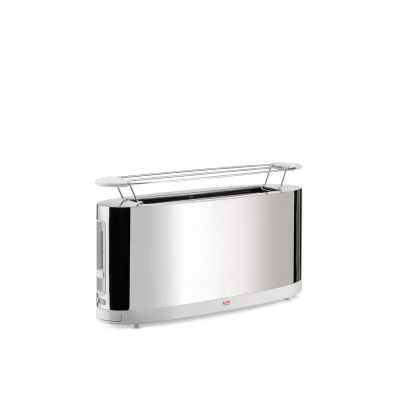 Toaster with bun warmer in 18/10 stainless steel mirror polished and PC, white. Suisse plug. 