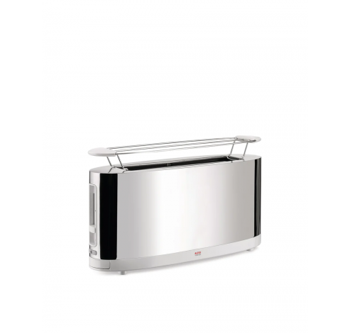 Toaster with bun warmer in 18/10 stainless steel mirror polished and PC, white. Suisse plug.  Alessi