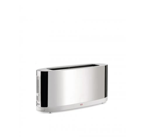 Toaster with bun warmer in 18/10 stainless steel mirror polished and PC, white. Suisse plug.  Alessi