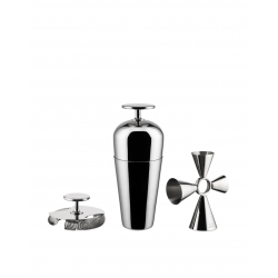 Alessi The tending box Set composed of: “Parisienne” cocktail shaker, double bar strainer,  