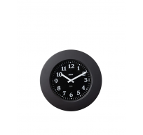 Momento Wall clock in 18/10 stainless steel coloured with epoxy resin, black. 