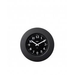 Momento Wall clock in 18/10 stainless steel coloured with epoxy resin, black. 