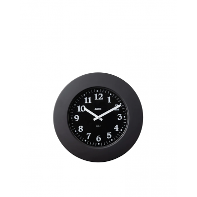 Momento Wall clock in 18/10 stainless steel coloured with epoxy resin, black. 