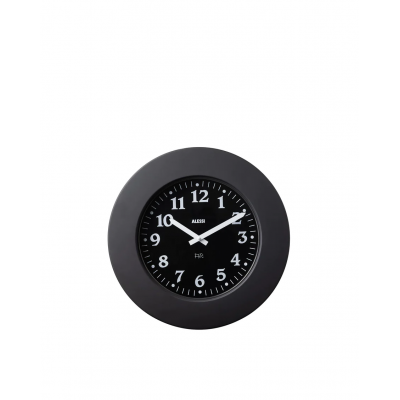 Momento Wall clock in 18/10 stainless steel coloured with epoxy resin, black.  Alessi