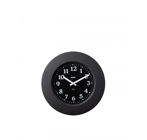Momento Wall clock in 18/10 stainless steel coloured with epoxy resin, black.  Alessi