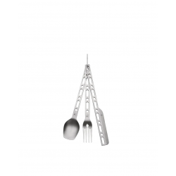 Alessi Occasional Object Cutlery set: spoon, fork, knife with carabiner in 18/10 stainless steel. Limited edition of 999 numbered copies and 3 artist's proofs. 
