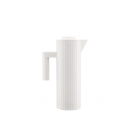 Plissé Thermo insulated jug in thermoplastic resin, white. Double wall thermal glass inside. 