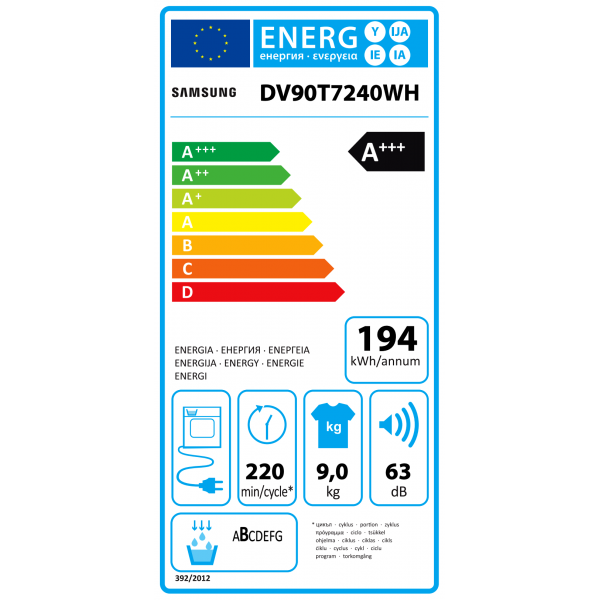 DV90T7240WH/S2 Samsung DV90T7240WH/S2 Samsung