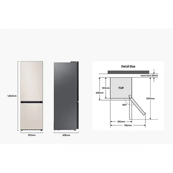 Bespoke Koel-vriescombinatie (344L) Satin Beige Samsung Bespoke Koel-vriescombinatie (344L) Satin Beige Samsung