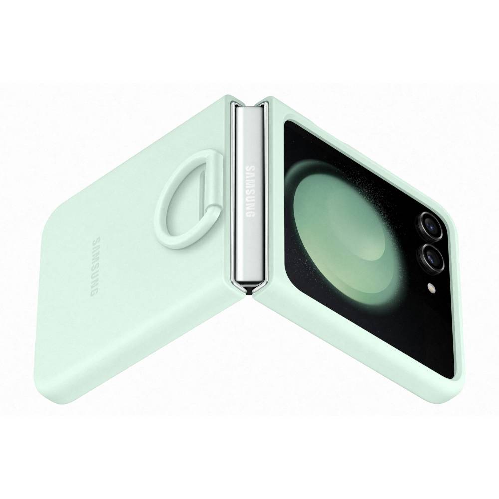 Samsung Smartphonehoesje Galaxy Z Flip5 Silicone Case with Ring (Galaxy Z Flip5) Groen