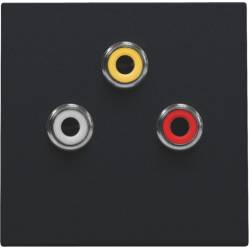 Niko Afwerkingsset met 3 cinch-aansluitingen, ook voor inbouw in installatiekanalen, black coated 