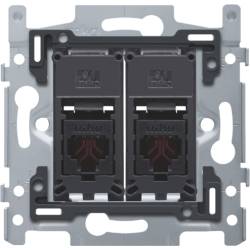 Niko 2 RJ11-aansluitingen UTP, vlakke uitvoering, incl. inbouwraam 60 x 71 mm met schroefbevestiging 