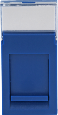 Aansluitmodule 22,5x45 voor het inpassen van een RJ-connector in een stopcontact of installatiekanaal. Kleur: blauw.