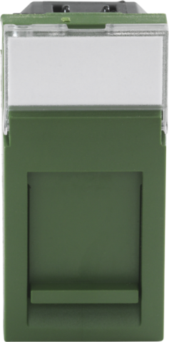 Aansluitmodule 22,5x45 voor het inpassen van een RJ-connector in een stopcontact of installatiekanaal. Kleur: groen.