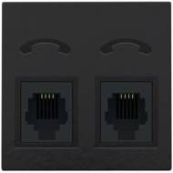 Set de finition pour prise téléphonique avec 2 prises RJ11 en parallèle, Bakelite® piano black coated 