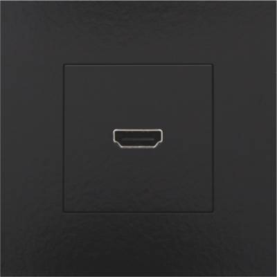 Afwerkingsset met HDMI-naar-HDMI-aansluiting, Bakelite® piano black coated  Niko