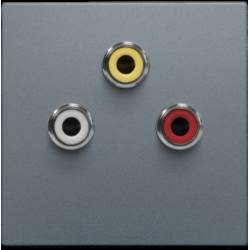 Niko Afwerkingsset met 3 cinch-aansluitingen, ook voor inbouw in installatiekanalen, steel grey coated 