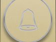 Afwerkingsset met doorschijnende ring met belsymbool voor drukknop 6 A met amberkleurige led met E10-lampvoet, gold coated