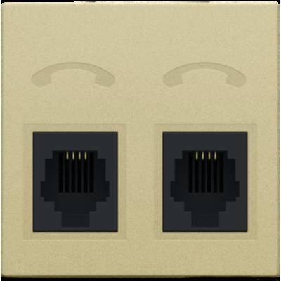 Afwerkingsset voor telefooncontactdoos met 2 RJ11-contacten in parallel, alu gold coated  Niko