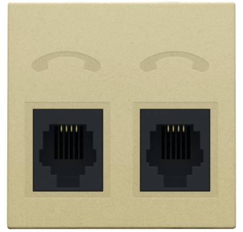 Afwerkingsset voor telefooncontactdoos met 2 RJ11-contacten in parallel, alu gold coated  Niko