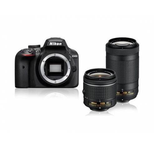 D3400 + AF-P 18-55mm VR + 70-300mm VR Zwart  Nikon
