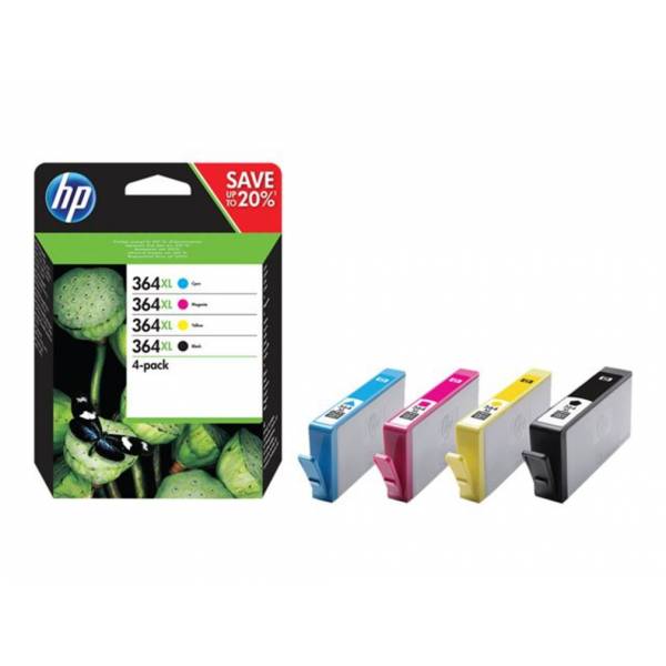 HP Inktpatronen 364XL originele high-capacity zwarte/cyaan/magenta/gele inktcartridges, 4-pack