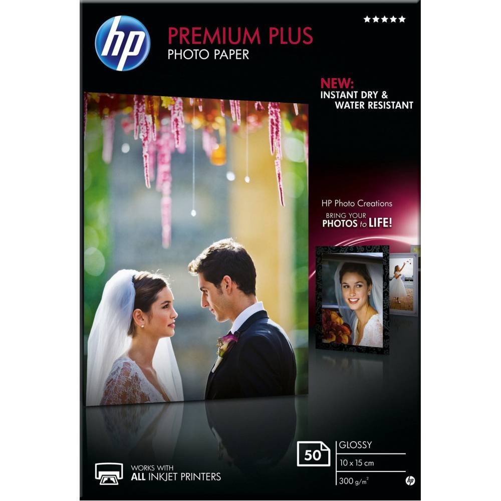 HP Fotopapier Premium Plus glanzend fotopapier, 50 vel, 10x15cm