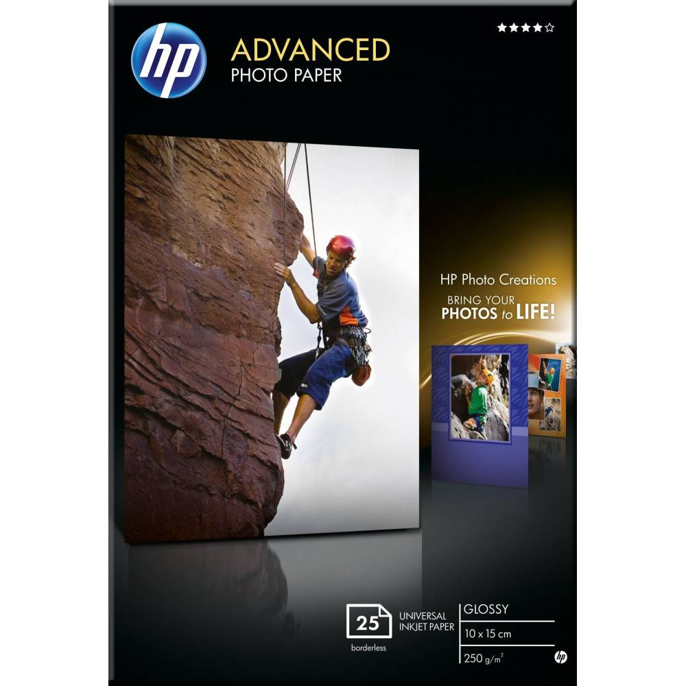 HP Fotopapier Advanced Photo Paper, glanzend, 25 vel, 10x15cm randloos
