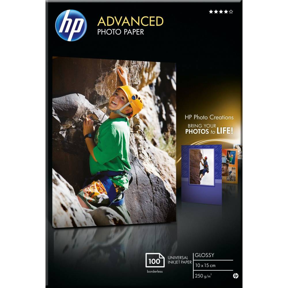 HP Fotopapier Advanced Photo Paper, glanzend, 100 vel, 10x15cm randloos