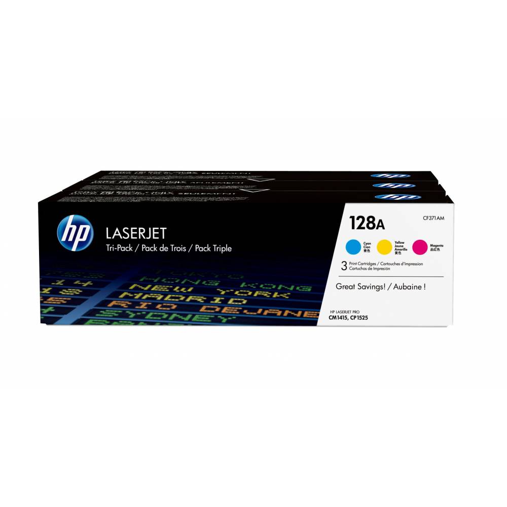 HP Toner 128A cyaan/magenta/gele LaserJet tonercartridge, 3-pack