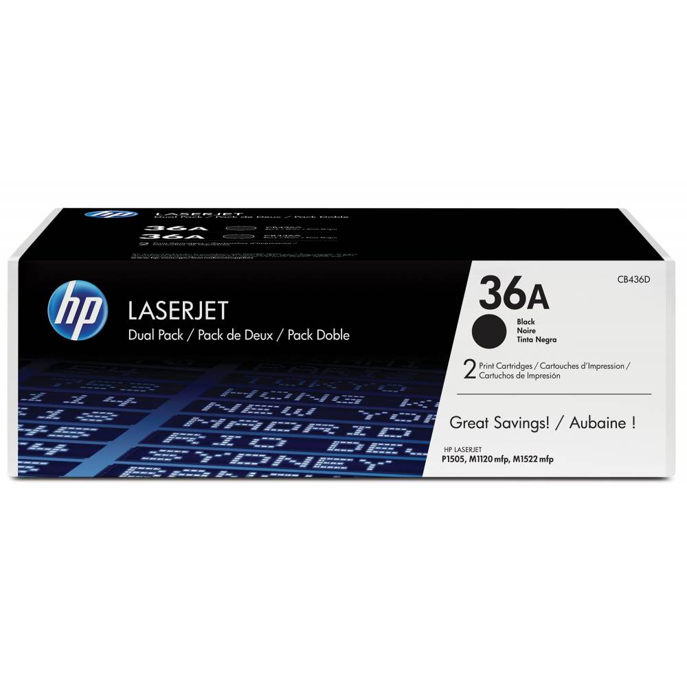 HP Toner 36A zwarte LaserJet tonercartridge, 2-pack