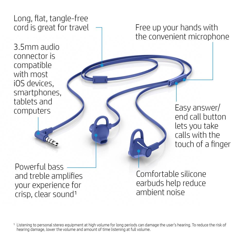 HP Koptelefoons & Oordopjes in-ear headset 150 blauw