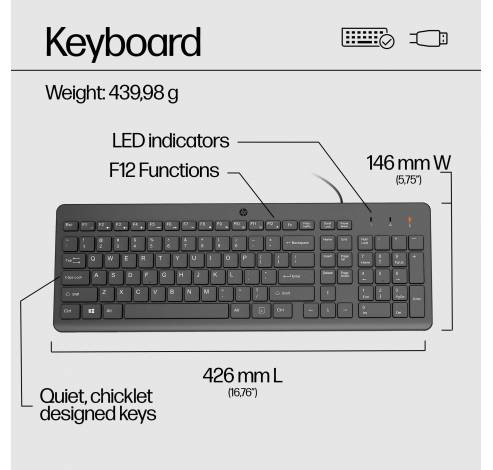 150 muis en toetsenbord met kabel of draadloos (Qwerty EU)  HP