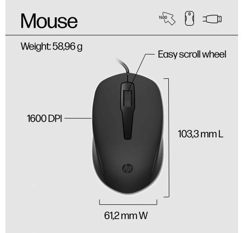 150 muis en toetsenbord met kabel of draadloos (Qwerty EU)  HP