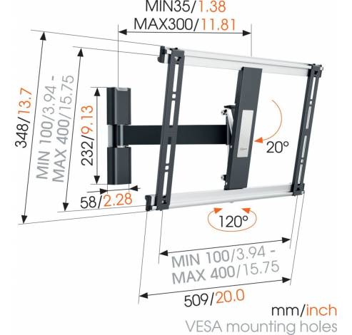 THIN 425 ExtraThin Draaibare tv-beugel  Vogels