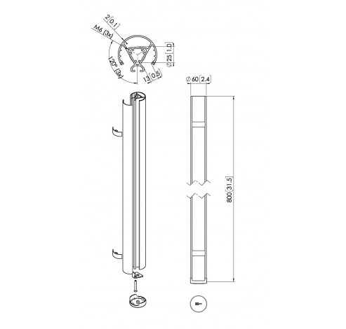 PUC 2408B Buis 80cm (zwart)  Vogels