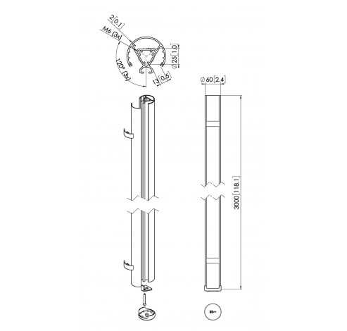 PUC 2430B Tube 300cm (noir)  Vogels