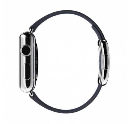 Leren bandje, moderne gesp - Middernachtblauw (38 mm) - Small  Apple