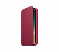 Leren Folio-hoesje voor iPhone X - Bessenrood Apple