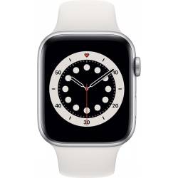 Apple Apple Watch Series 6 44mm Zilver Aluminium Witte Sportband 