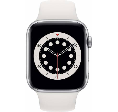 Apple Watch Series 6 44mm Zilver Aluminium Witte Sportband  Apple