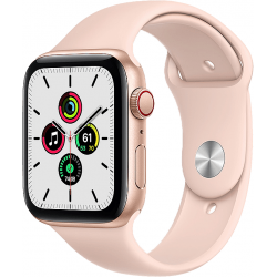 Apple Apple Watch SE GPS + Cellular 44mm Gold Aluminium Case with Pink Sand Sport Band - Regular 