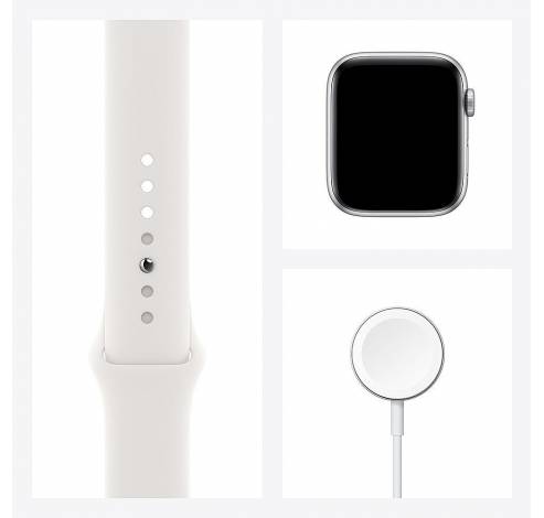 Apple Watch SE GPS + Cellular 44mm Silver Aluminium Case with White Sport Band - Regular  Apple