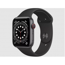 Apple Watch Series 6 GPS + Cellular 44mm Space Grey Aluminium Case with Black Sport Band - Regular Apple