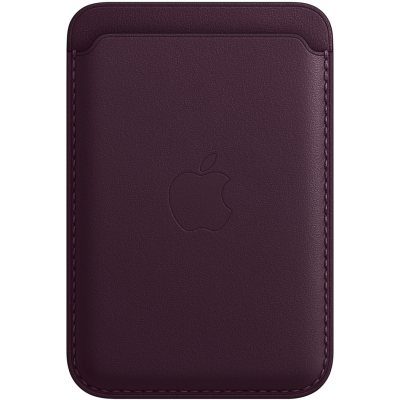 Porte-cartes en cuir avec MagSafe pour iPhone - Cerise noire Apple